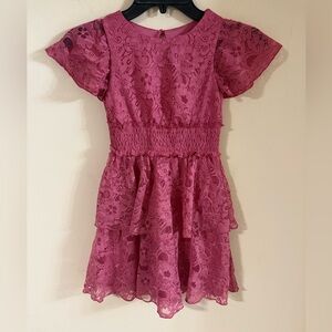 Charming Pink Lace Kids Dress ..#837